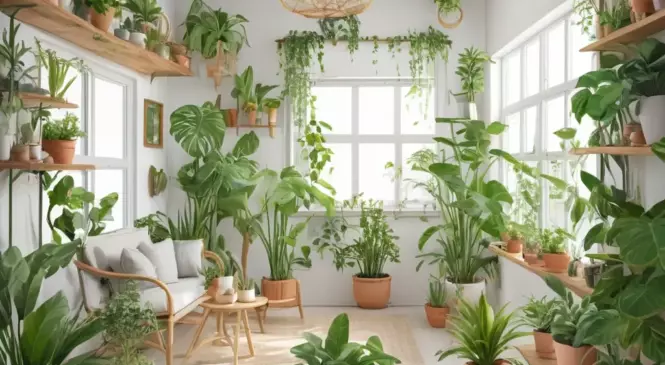 Использование indoor-растений для оживления интерьера дачи